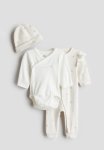 3-PIECE Cotton Jersey Gift Set - Cream Floral