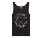 Women’s Willie G Circle Skull Sketch Art Ribbed Tank – True Black