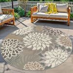 6X6 Outdoor Area Rug Washable Multicolored Patio Rug Tropical Botanical Floral Chenille Waterproof Outdoor Carpet For Living Roo