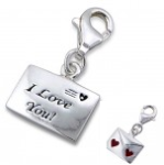 C8-C7514 - 925 Sterling Silver Charm Dangle I Love You Letter