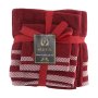 Plush 3 Piece Set - Bath Towel Hand Towel And Face Cloth - 100% Cotton - Burgandy