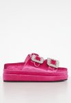Lozzy Big Buckle Platform Slide - Pink Velvet