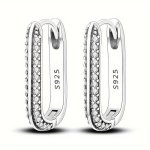Sterling Silver 925 U-shaped Hoop Earrings Vintage-inspired Jewelry For Women Wedding And Party Gift Accessory