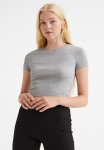 Ribbed Cropped Top - Light Grey Marl