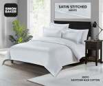 Simon Baker 300TC 100% Egyptian Cotton Oxford Satin Stitched Duvet Cover White Various Sizes - White Queen 230CM X 200CM + 2 P