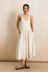 Halterneck Combo Dress - XL Natural