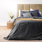 300 Thread Count Washed Cotton Duvet Cover Set Charcoal - Super King 260X240CM