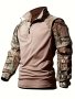 Men's Half-zipper Camouflage Frog Suit Tracksuit Pullover Breathable Top Mesh Multi-pocket Long Sleeve For Training