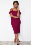 Plain Bodycon Midi Woven Plus Size Dress - Purple