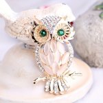 Stunning Owl Opal Brooch - Elegant Rhinestone Animal Pin For Women's Clothing