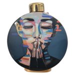 Habitat Decorative Ceramic Jar With Lid Face Art 33CM