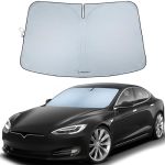 Magnelex Tesla Windshield Sun Shade Model S Reflective Polyester Blocks Heat & Sun Foldable Car Window Sun Blocker Mirror Cut-ou