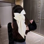 1PC Bow Hairpin Simple Streamer Hair Clip Solid Color Simple Stye Hair Accessories