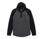 Men’s Hdmc Raglan Henley With Hood – Colorblock – Asphalt & Harley Black
