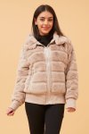 STELLAR Womens Zip Through Faux Fur Jacket In Pink - Pink XL
