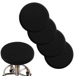 Anwuchen Stool Covers - 4 Soft Bar Stool Seat Covers Elastic Slipcover For 13-18 Inch Round Wooden metal Chairs Black