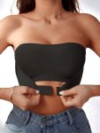 Solid Strapless Front Closure Wireless Strapless Bandeau Sexy Comfy Push Up Bra Women's Lingerie & Underwear