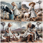 Tear Resistant Deco Print Blue Farm