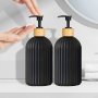 2PCS 17OZ Black Plastic Soap Dispensers With Bamboo Pumps - Perfect For Bathroom & Kitchen Liquid Soaps Christmas/halloween Gift Decoration