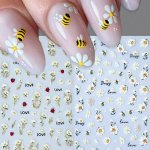 Summer 5D Cute Bee & Daisy Flower Nail Stickers: Fantasy Decor For Diy Manicures
