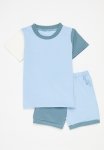 PoP Candy Colour Block Tee & Short Set-blue & White