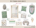 Cot Duvet Bedding Dotty Drawing Safari Green Set
