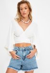 Flouncedetailed Viscose Blouse - Ecru