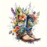 Diy Iron-on Transfer Sticker - Transparent Cowboy Girl Boots Design For T-shirts Jackets & Jeans Washable Vinyl Decal