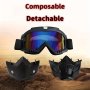 Adult Off-Road Motorcycle Riding Mask With Detachable Goggles Thermoplastic Polyurethane Dustproof Face Guard Composable Windproof Eyewear For Outdoor Sports - 1PC