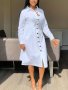 Button Front Shirt Dress Casual Solid Long Sleeve Midi Dress Women's Clothing