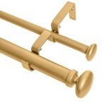 Meriville 1-INCH Diameter Prima Telescoping Double Window Treatment Curtain Rod 48-INCH To 84-INCH Royal Gold