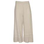 Crochet Border Linen Mix Pant - Stone L xl