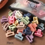 20PCS MINI Matte Solid Color Hair Claw Clips Set - Cute Oblong Plastic Hair Grab Accessories For Women And Girls - Trendy Minima