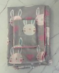Grey And Pink Bunny Duvet Cover And Pillow Case Large