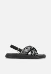 PoP Candy Sequined Criss Cross Sandals-black