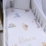 Cot Fitted Sheet Winnie The Pooh Cartoonish Check