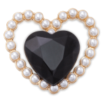 Black Gem Pearl Heart Jibbitz - Multi Osfa