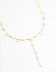 Goldair Gold Plated Alternating Pearl & Ball Y Necklace