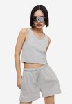 Cropped Vest Top - Light Grey Marl