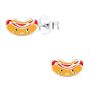 Kawaii Smiling Funny Hotdog Enamel & Sterling Silver Earrings