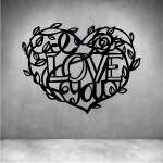 I Love You Heart - Grey L 1200 X H 800MM
