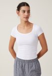Cotton On Staple Rib Scoop Neck Short Sleeve Top-white II