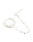 Sterling Silver Cubic Zirconia Chain Huggie & Stud Double Earring