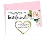 Will You Be My Maid Of Honor Card Pink Rose Dusky Flowers Scratch Off Proposal Cards For Best Friend Bridal Party Proposal Maid