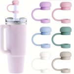 6PCS Round Reusable Straw Tip Covers Dustproof Leakproof Silicone Straw Plugs Suitable For 10MM 0.39IN Straw