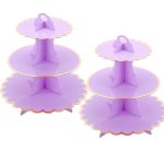 Mrpapa Cardboard Cupcake Stands Set Of 2 Tiered Dessert Trays - 3 Tier Paper Cupcake Tower Holder For 24 Cupcakes Perfect For Gi