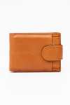 Genuine Leather Bi Fold Stitch Detail Wallet With Coin Pouch Credit Card Holder Tan