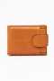 Genuine Leather Bi Fold Stitch Detail Wallet With Coin Pouch Credit Card Holder Tan
