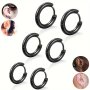 3 Pairs 8mm 10mm 12mm Stainless Steel Hoop Earrings For Men Hinged Hoop Cartilage Piercing Earrings For Men