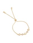 Goldair Gold Plated Cubic Zirconia & Plain Flowers Inlay Toggle Bracelet